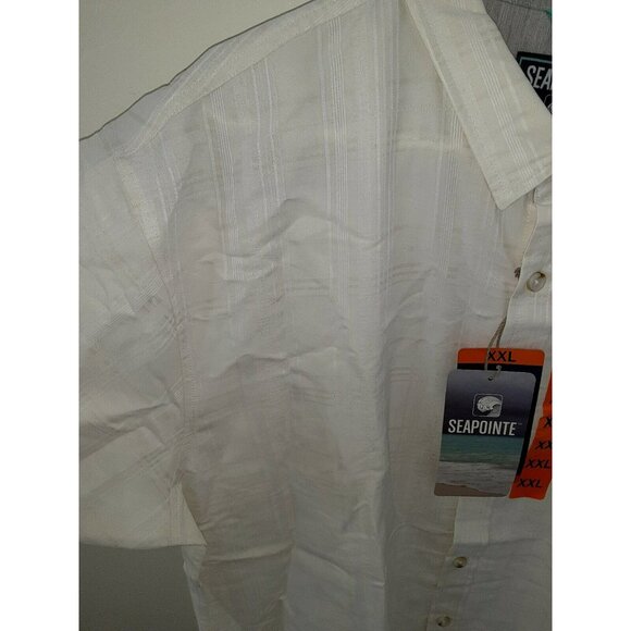 NWT NEW Cream White Plaid Seapointe Mens Button Front Dress Shirt XXL - Picture 4 of 4
